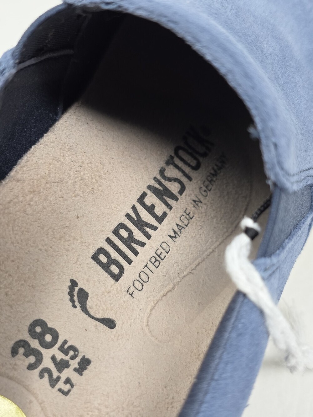 Birkenstock Oswego Slip On Shoes Blue Suede Sneakers Mens 5 / Womens 7 Narrow - Picture 4 of 13